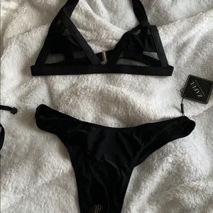 Black two piece bathing suit